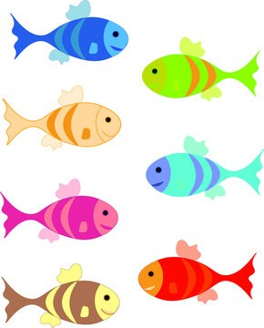 colorful fishes vector cartoon
