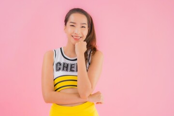 Portrait beautiful young asian woman cheerleader