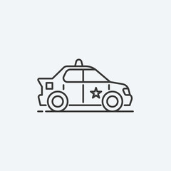 Police car side view vector icon. Sherif symbol modern, simple, vector, icon for website design, mobile app, ui. Vector Illustration