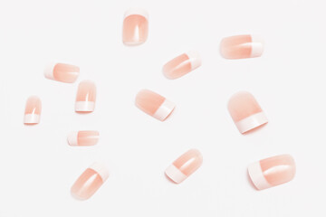 set of false nails on white background