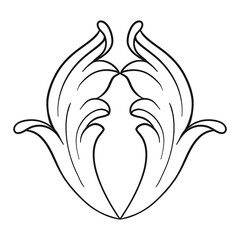 Vintage Ornament Element in baroque style with filigree and floral engrave the best situated for create frame, border, banner. It's hand drawn foliage swirl like victorian or damask design arabesque.