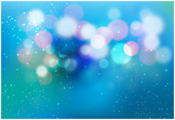 Obraz na płótnie Canvas Blurred bokeh light on dark blue background. Christmas and New Year holidays template. Abstract glitter defocused blinking stars and sparks. Vector EPS 10