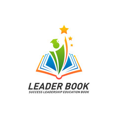 Leadership Education Book Logo Design Concept Vector. Success Leader Book Logo Template. Icon Symbol