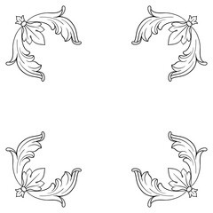 Vintage Ornament Element in baroque style with filigree and floral engrave the best situated for create frame, border, banner. It's hand drawn foliage swirl like victorian or damask design arabesque.