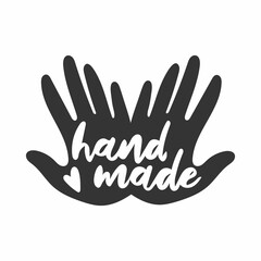 Handmade. Badges, labels and logo elements, retro symbols for handcrafted shop, hand made product, package. Vector emblem illustration
