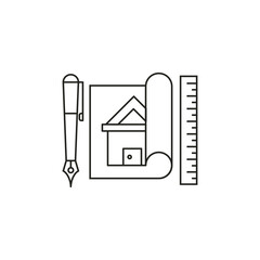 Home design icon. Blueprint symbol modern, simple, vector, icon for website design, mobile app, ui. Vector Illustration