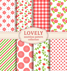 Set of cute seamless patterns. Vector backgrounds.