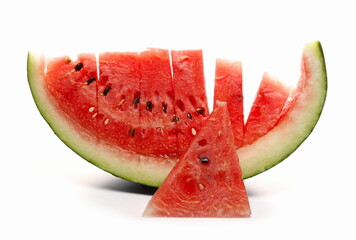 Fresh watermelon slice isolated on white background