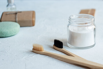 wooden toothbrushes, tooth powder