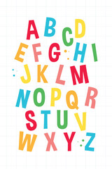 ABC Kids Poster Vector. Children's Cheerful Alphabet Wall Poster Vector