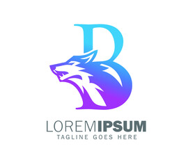 Vector illustration of wolf initial letter logo sign in gradient color 