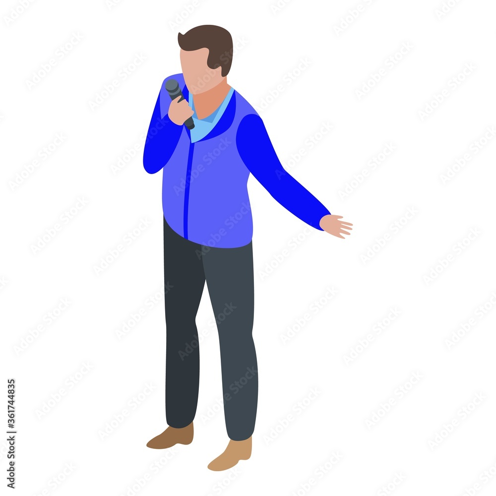Poster man reporter icon. isometric of man reporter vector icon for web design isolated on white background