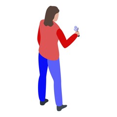 Woman reporter icon. Isometric of woman reporter vector icon for web design isolated on white background