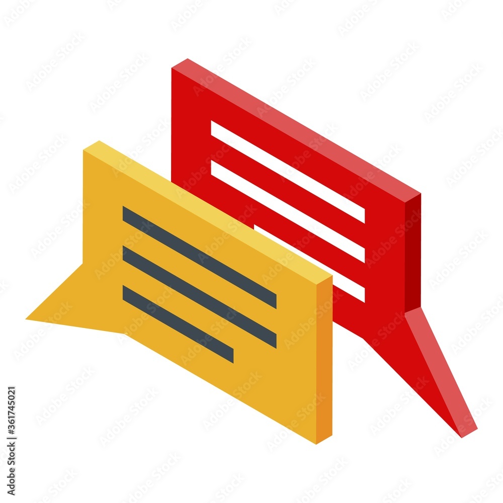 Poster reporter chat icon. isometric of reporter chat vector icon for web design isolated on white backgrou