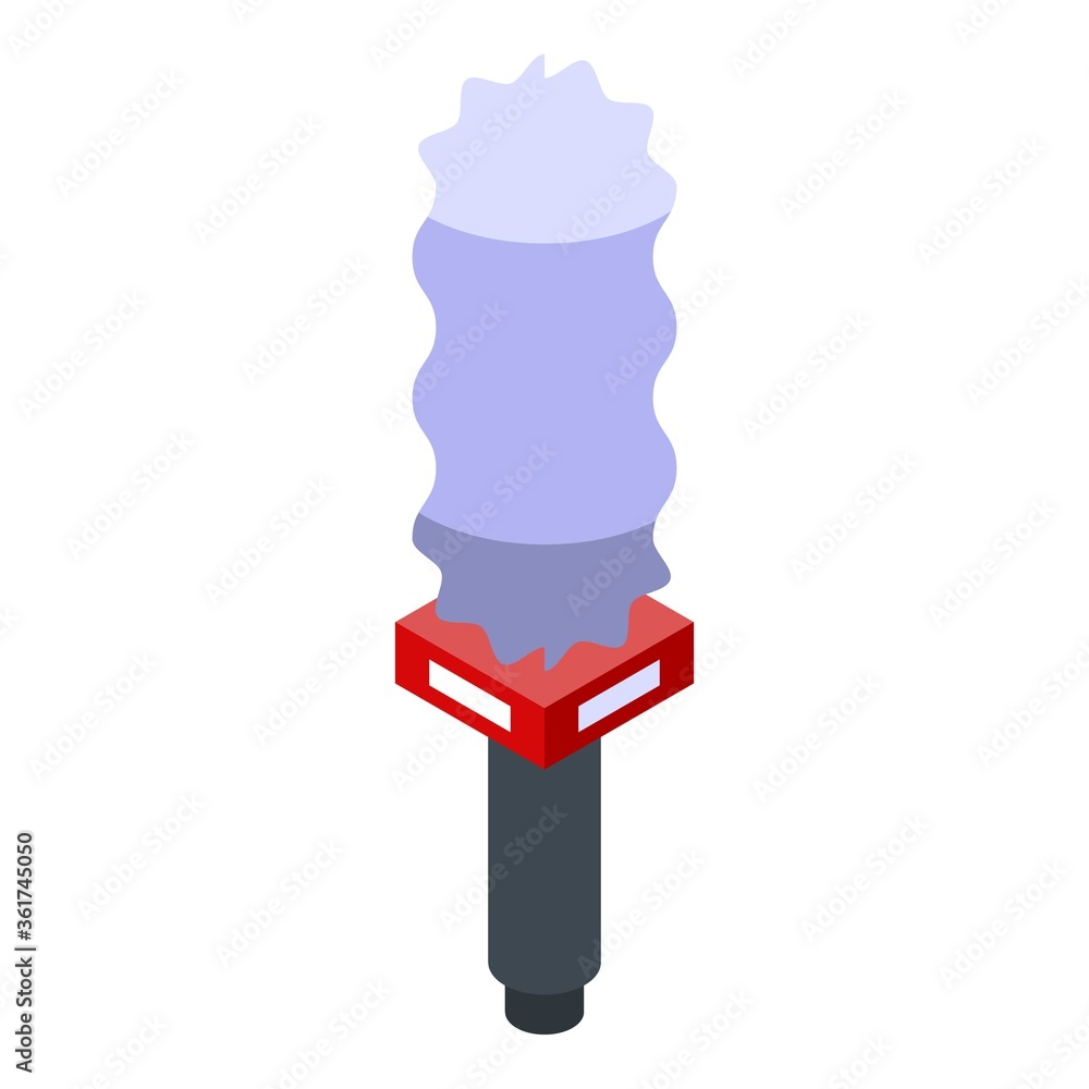 Poster reporter microphone icon. isometric of reporter microphone vector icon for web design isolated on wh