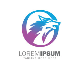 Vector illustration of wolf initial letter logo sign in gradient color 