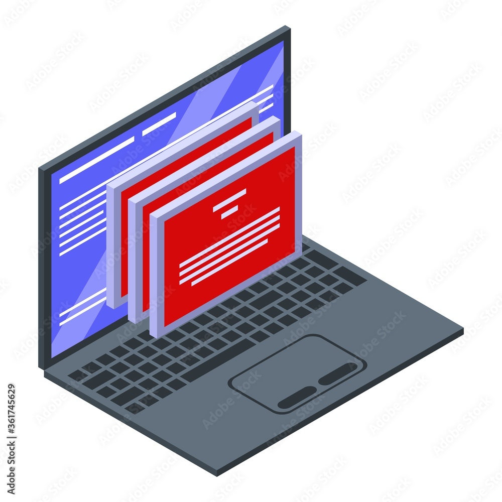 Poster fraud laptop computer icon. isometric of fraud laptop computer vector icon for web design isolated o