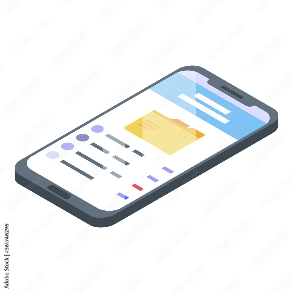Poster smartphone storage icon. isometric of smartphone storage vector icon for web design isolated on whit
