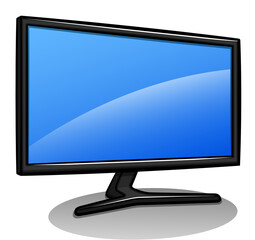 Vector computer monitor cartoon  isolated