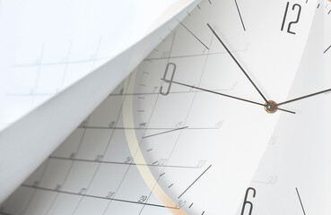 Collage with photos of clock and calendar