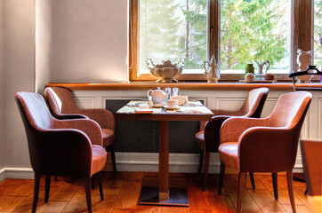 Interior of a modern cozy italian restaurant