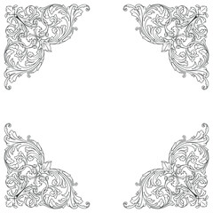 Vintage Ornament Element in baroque style with filigree and floral engrave the best situated for create frame, border, banner. It's hand drawn foliage swirl like victorian or damask design arabesque.