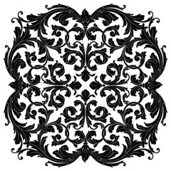 Vintage Ornament Element in baroque style with filigree and floral engrave the best situated for create frame, border, banner. It's hand drawn foliage swirl like victorian or damask design arabesque.