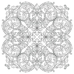 Obraz premium Vintage Ornament Element in baroque style with filigree and floral engrave the best situated for create frame, border, banner. It's hand drawn foliage swirl like victorian or damask design arabesque.
