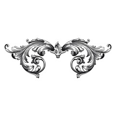 Fototapeta premium Vintage Ornament Element in baroque style with filigree and floral engrave the best situated for create frame, border, banner. It's hand drawn foliage swirl like victorian or damask design arabesque.