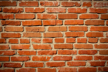 Texture old red brick wall. Wall of red stone.