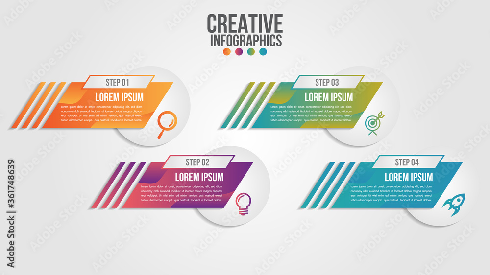 Poster infographic modern timeline design vector template for business with 4 steps or options illustrate a