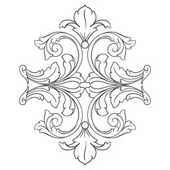 Fototapeta premium Vintage Ornament Element in baroque style with filigree and floral engrave the best situated for create frame, border, banner. It's hand drawn foliage swirl like victorian or damask design arabesque.