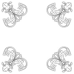 Vintage Ornament Element in baroque style with filigree and floral engrave the best situated for create frame, border, banner. It's hand drawn foliage swirl like victorian or damask design arabesque.