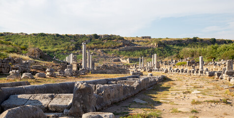 Fototapeta na wymiar Perge Ancient City in Antalya Province, Turkey