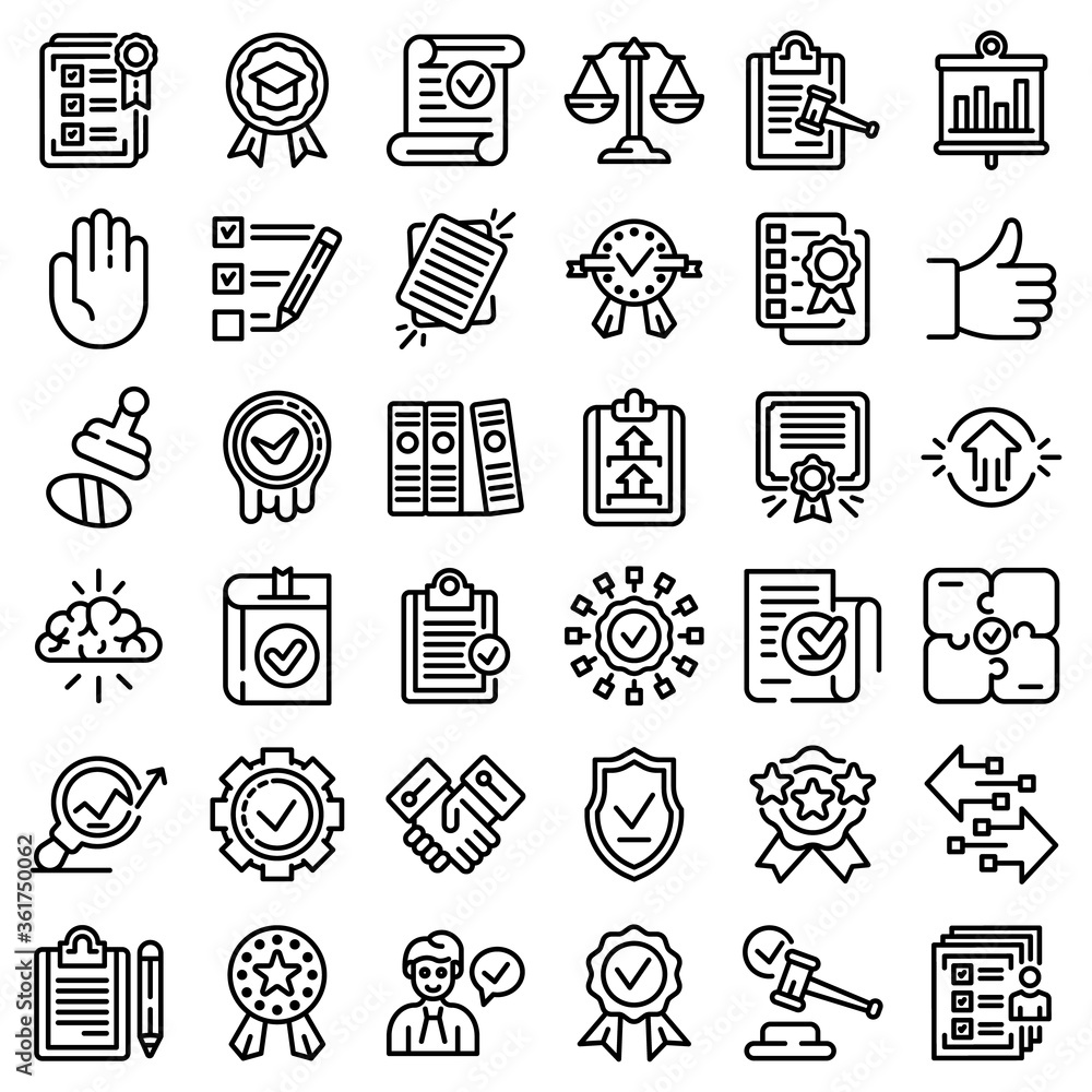 Poster standard icons set. outline set of standard vector icons for web design isolated on white background
