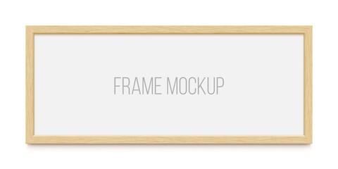 Wooden frame mockup isolated on white background.