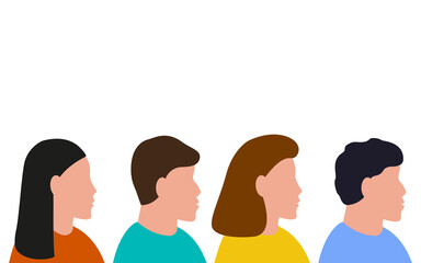Man and a woman are looking at each other. Vector illustration, flat design
