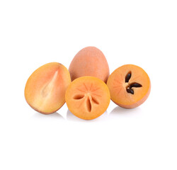 fresh sapote fruits isolated on white background
