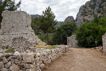 Ruins of the ancient city of Olympos in Cirali village in Antalya, Turkey