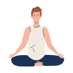 man meditating, concept for yoga, meditation, relax, healthy lifestyle vector illustration design