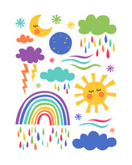 Obraz na płótnie Canvas Cute illustration of the symbols of the weather forecast