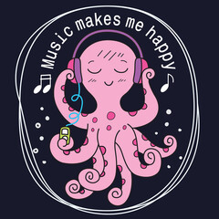 Octopus cartoon hand drawn for t shirt