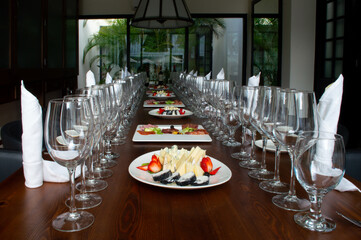table set for elegant food indoors