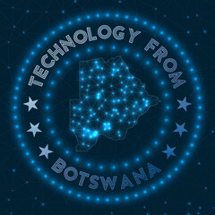 Technology From Botswana. Futuristic geometric badge of the country. Technological concept. Round Botswana logo. Vector illustration.