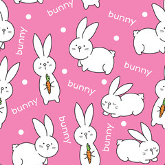 Cute bunny rabbit seamless pattern