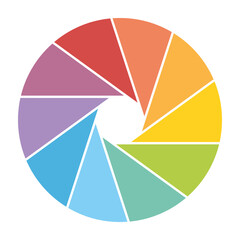Obraz premium Colorful shutter icon. Photography or video theme. Simple flat vector icon