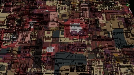 3D render motherboard background. Future technology wallpaper.