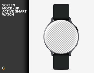 Smart watch black colors mockup. Smart watch display, with blank screen for you design. Vector illustration EPS10