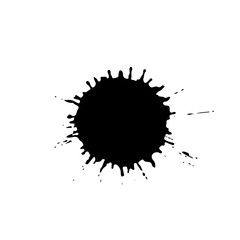 Black drop isolated on white background. Grunge splash texture. Vector illustration.