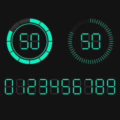 Digital countdown timer scoreboard of days hours minutes seconds